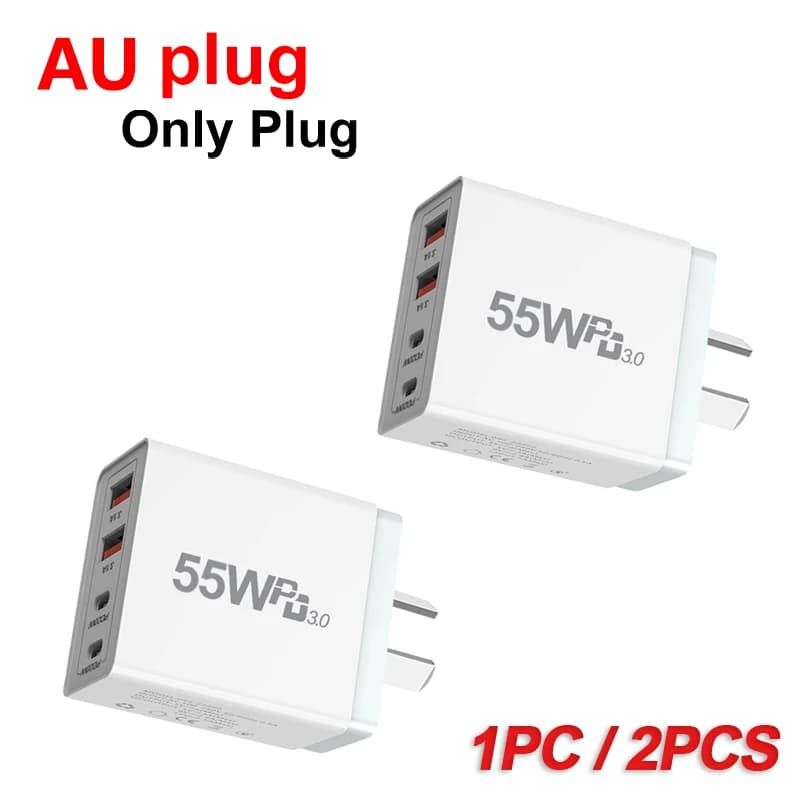 1 PCS 2 PCS EU/US/UK/AU Plug USB Charger PD20W Quick Charge 3.0 For Cell Phone Adapter Portable Wall Charger Fast Charger TYPE-C