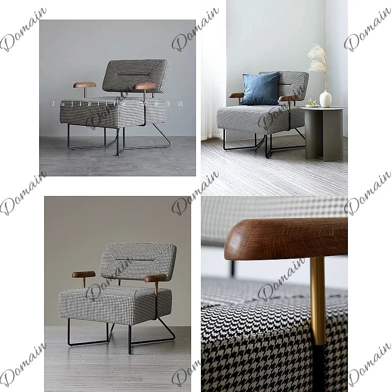 Designer Italian Modern Houndstooth Leisure Chair Single Sofa Armchair Backrest Block Light Luxury Living Room