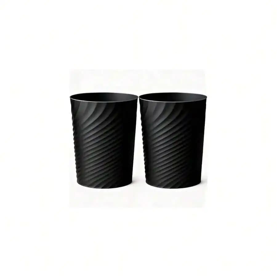 Small Black Trash Can 1.8 Gallon Wastebasket For Bathroom Bedroom Office Kitchen 2 Pack