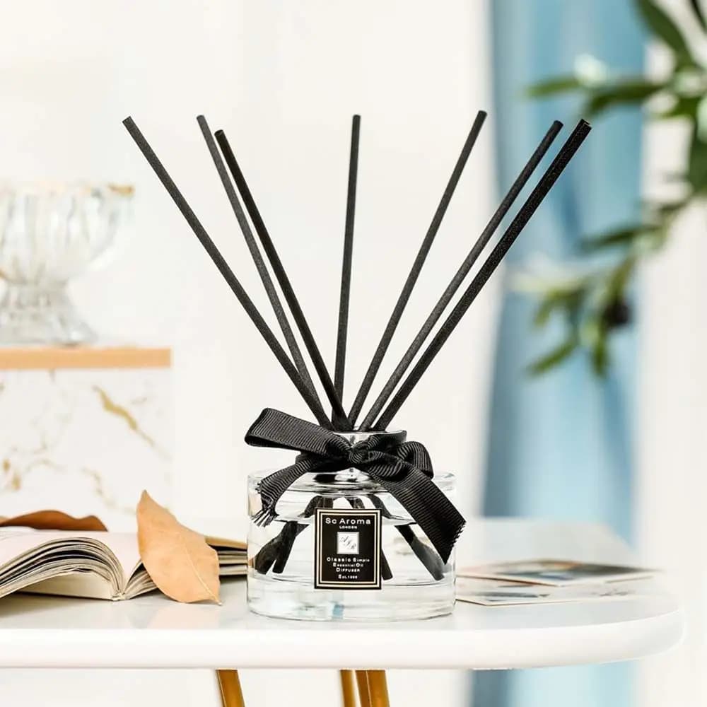Bastoncini Diffusori in Fibra di Rattan Nero da 20cm 3mm per Camera da Letto e Bagno, Decorazione Casa, Ricambio per Aromaterapia