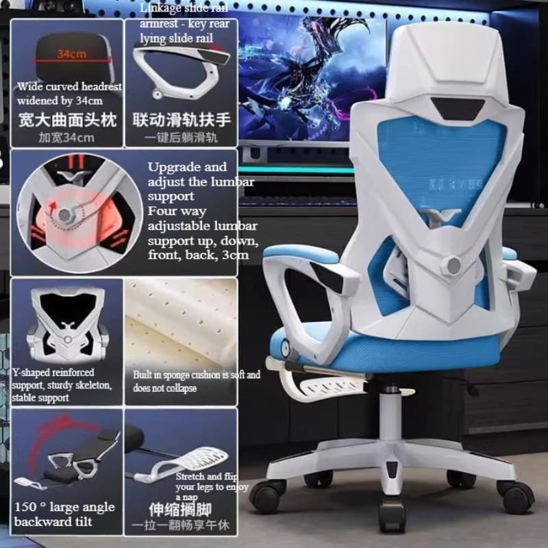 sedia da ufficio per computer ergonomica comoda rete girevole sedia da gioco capo reclinabile sedie reclinabili silla oficina home office