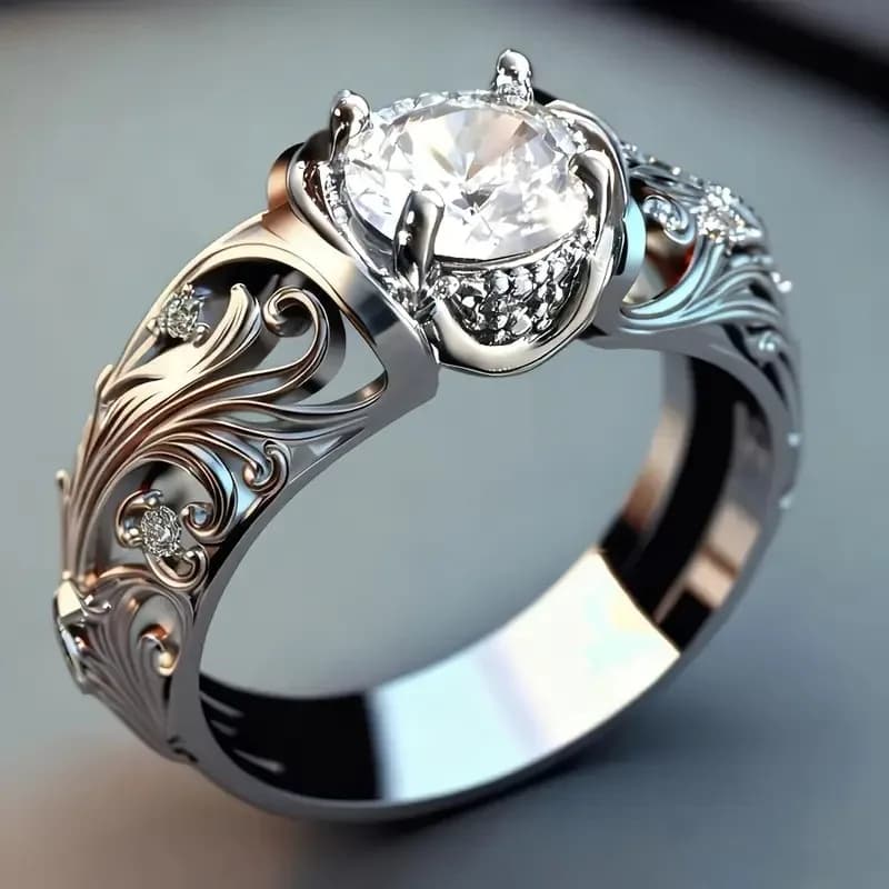 Ladies' Retro Palace Style Hollow Ring Full Zircon Inlay Floral Design For Engagement Wedding Light Luxury Ring Jewelry