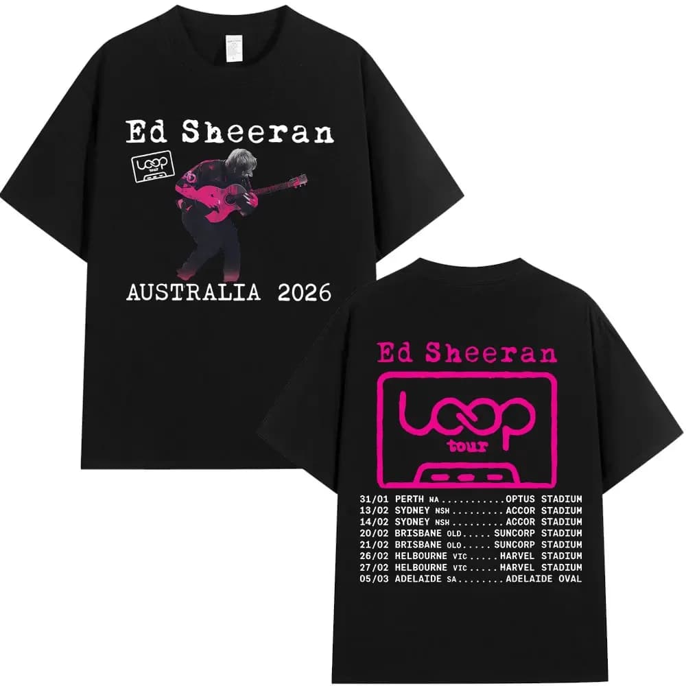 Ed Sheeran Loop Tour 2026 Global Tour Mercah T-shirts Men Women Fashion Tee Steerwear Hip Hop Loose Unisex Cotton Oversized Top