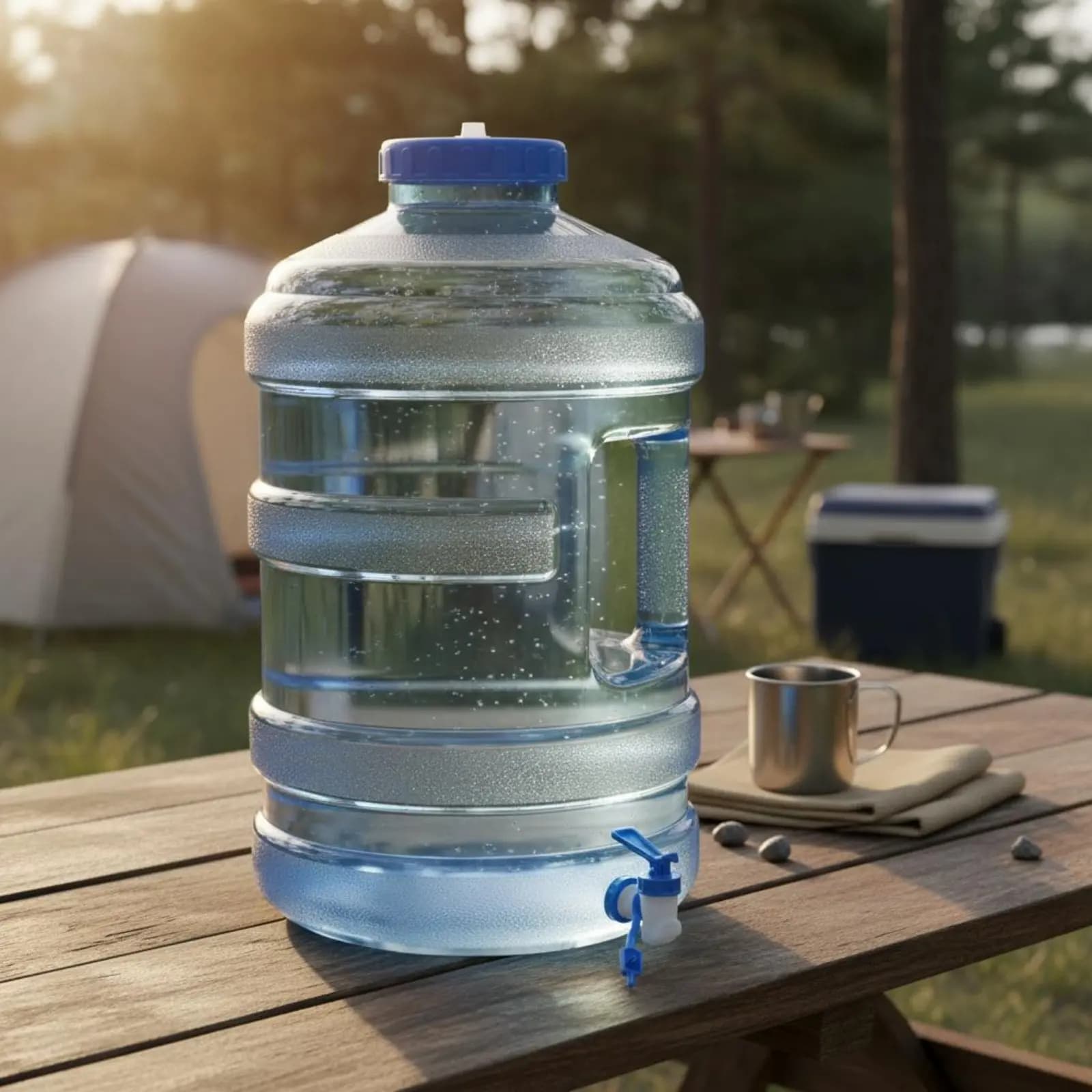 Contenitore per acqua a bocca larga, ermetico, con rubinetto, in materiale per uso alimentare, di lunga durata, per la casa
