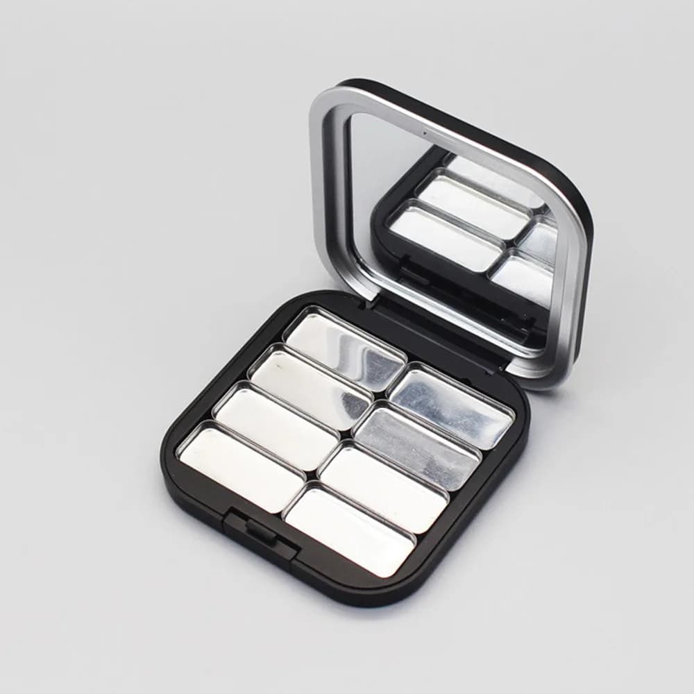 Multi-grid DIY Umbrella Palette with Mirror Black ABS Magnetic Make-up Cup matched by single DIY Cosmetic Box