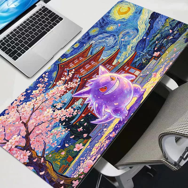 Tappetino per Mouse Anime, Tappetini da Gioco Grandi, Mousepad XXL Gengar Pikachu Sakura Pagoda, Tappetino per Tastiera e Mouse