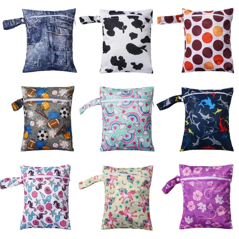 20x25 cm Borsa per pannolini per bambini Impermeabile PUL Borsa per pannolini asciutti e bagnati Borsa da viaggio per pannolini all'aperto con cerniera Passeggino Mini borsa