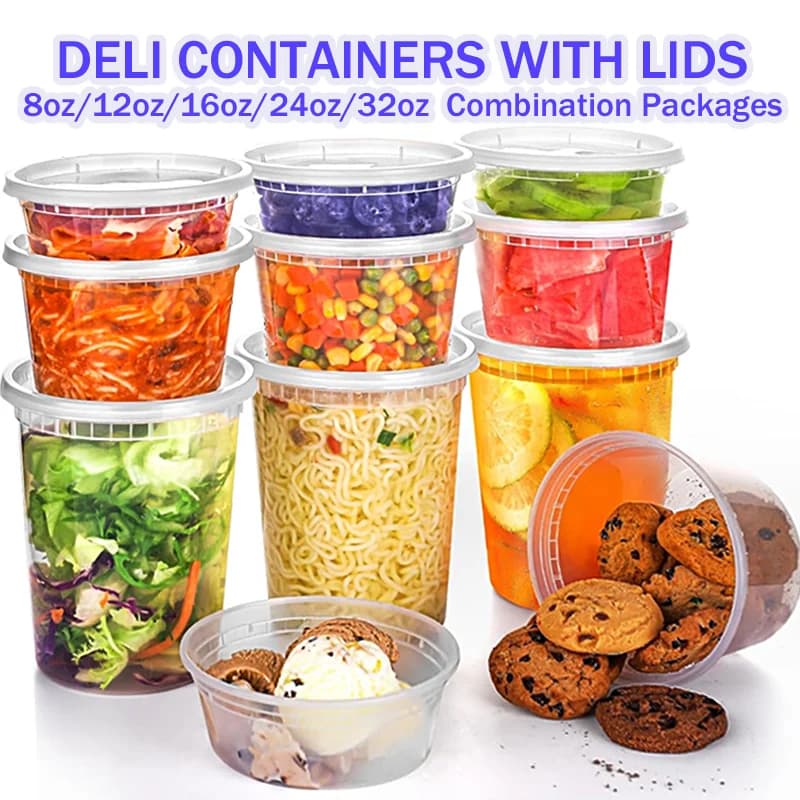 Contenitori per gastronomia in plastica senza BPA, tazze ermetiche da asporto per zuppa, dessert, preparazione dei pasti, a prova di perdite, durevoli e versatili