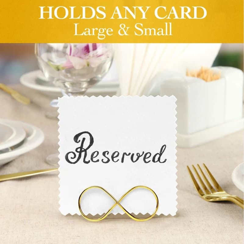 Supporti per Numeri Tavolo, Confezione da 12 - Clip per Segnaposto Matrimonio, Espositore per Foto e Cartoncini, Oro