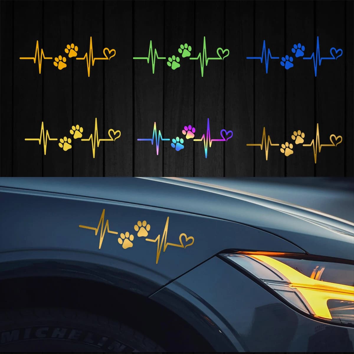 Heart Rated Zampa Dog Reflective Stickers Motorcycle Accessories Decalcomanie Bike Body Helmet Tank Fuel Windshield Decalcomanie