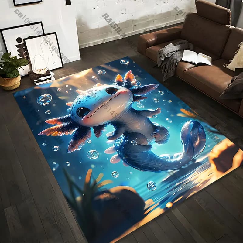 Carpets printed with adorable aquatic creatures in 21 sizes, for yoga mats for adults, decorations for the living room, customizable.