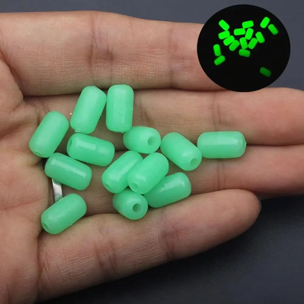 100 Pz/Bag Bright Fishing Floating Soft Rubber Beads Dura Glow In The Dark Shape Oval Fishing baits Beads Ball Incandescent