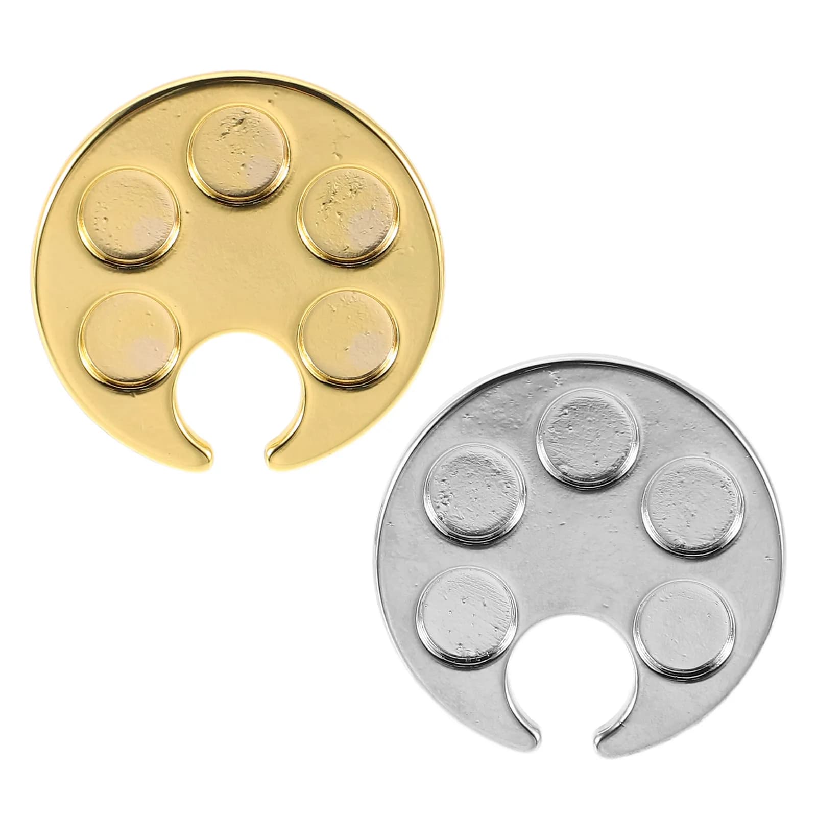 2 Pezzi Anello Palette per Nail Art, Vassoio di Miscelazione in Metallo per Manicure, Strumento Portatile per Artisti per Miscelare Colori Unghie, Anello per Miscelare Smalti