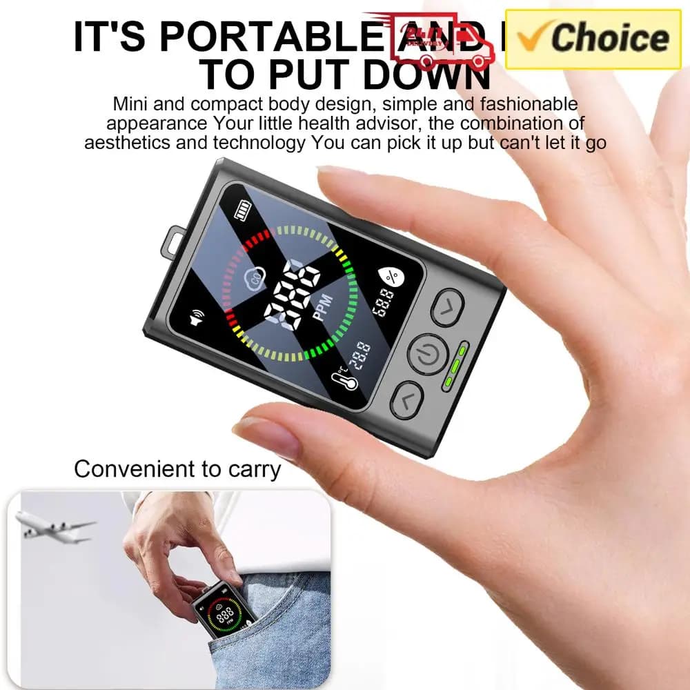 Rilevatore Digitale di Monossido di Carbonio con Allarme Sonoro, Monitor CO Portatile da 1000mAh per Casa, Camper e Appartamenti