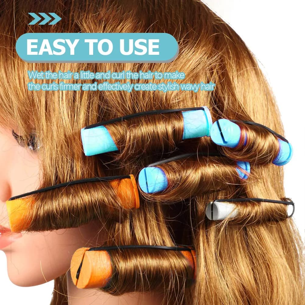 18Pcs Self-Grip Hair Curlers Flexible Foam Rollers for DIY Wavy Curls At Home Or Salon Non-Damaging Easy-Hold Portable Styling