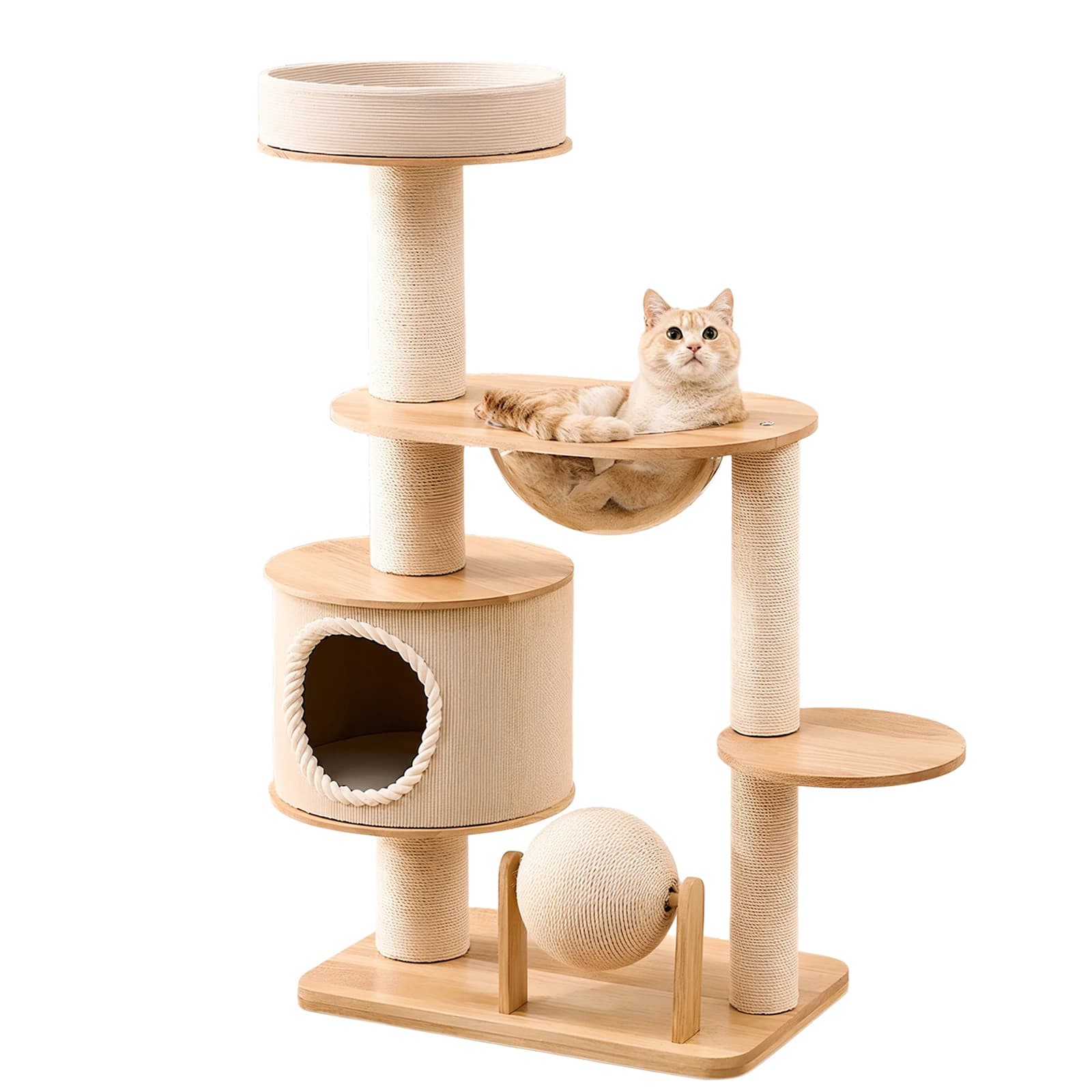 Piattaforma per saltare per gatti Resistente all'usura Nido per gatti integrato Tiragraffi traspirante Forniture per animali domestici Telaio da arrampicata
