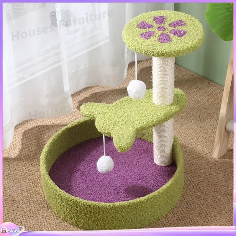 Large Cat Tree Scratching Post with Condo Hammock and Hanging Toys for Indoor Cats Sisal Wrapped Climbing Frame Multi Level