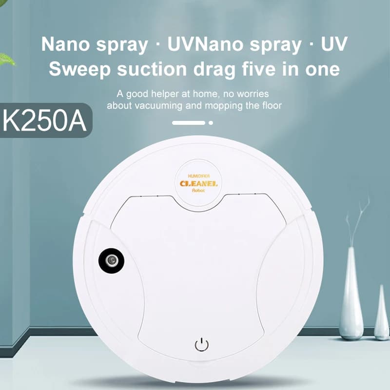 Robot Intelligente per Pulizia Pavimenti con Funzione Spray e Umidificatore, Aspirapolvere per Uso Domestico