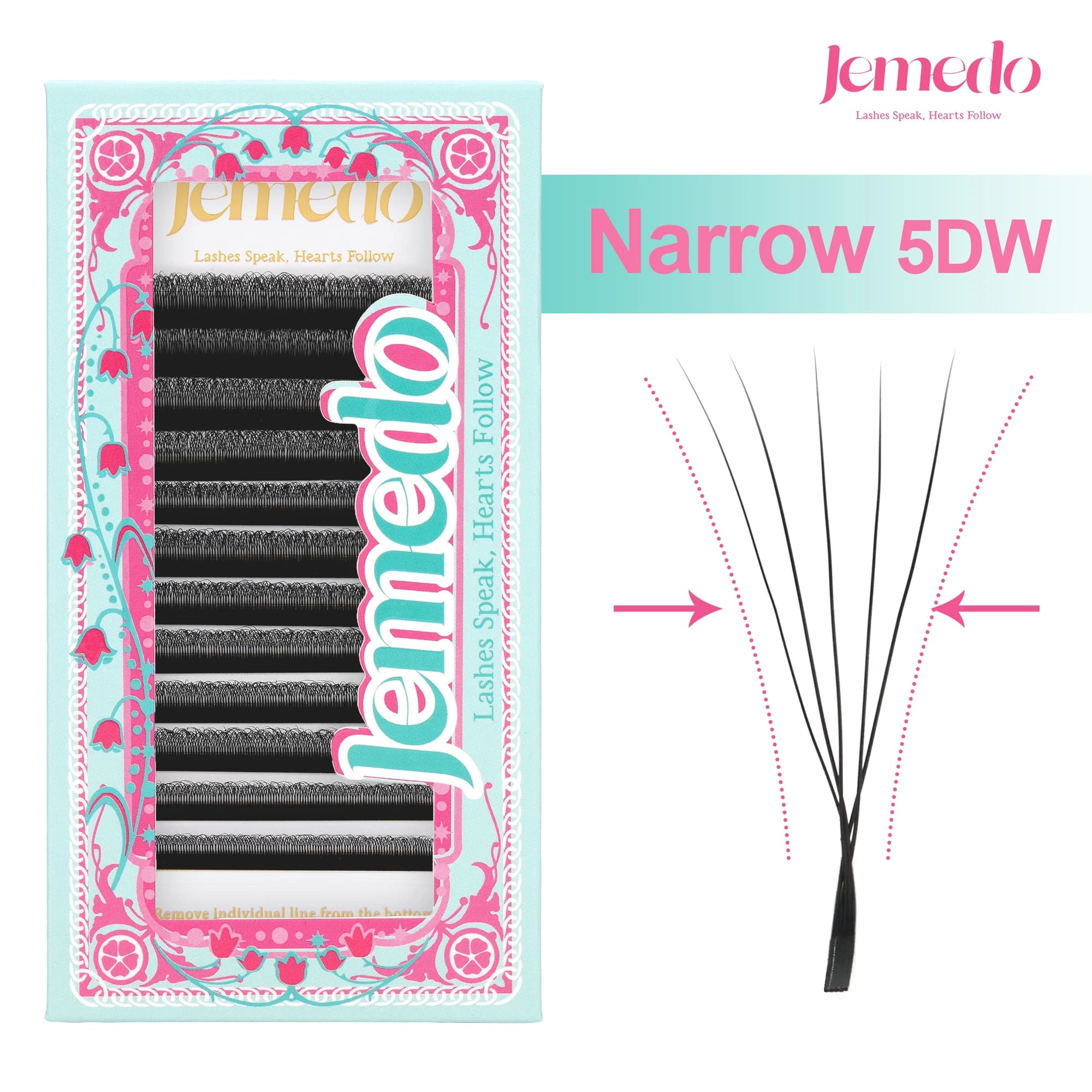 JEMEDO Narrow 5d W Lash Extensions 0.07mm C/D/M Eyelash Extensions Narrow W-Shape Natural Premade Soft Lashes Makeup Wholesale
