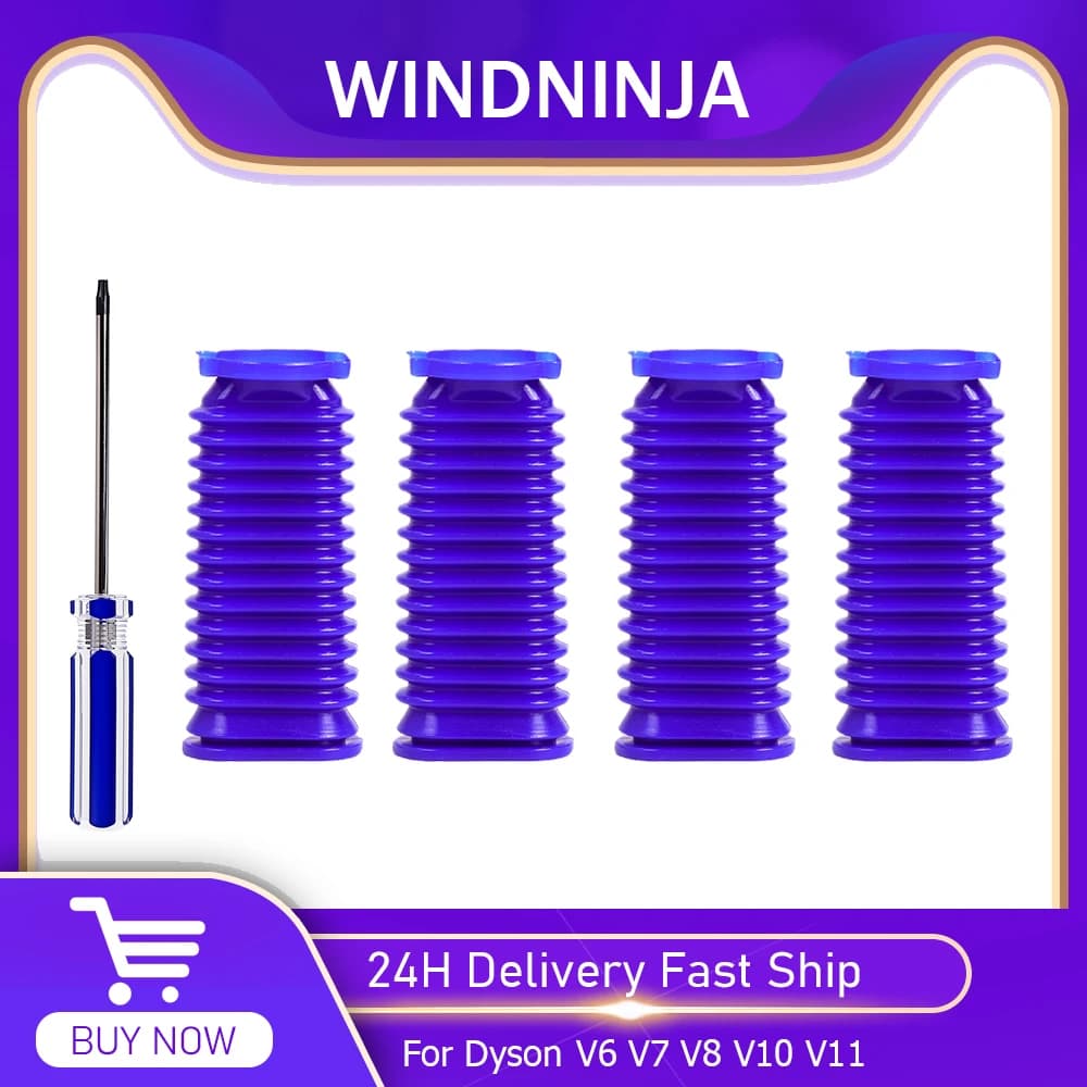 1-8pc Tubo flessibile in gomma per condotto a rullo morbido con strumento di riparazione per Dyson V6 V7 V8 V10 V11Aspirapolvere Testa del tamburo morbido Tubo blu Pezzo di ricambio