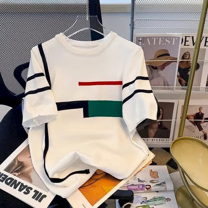 T-shirt oversize da donna in seta di ghiaccio manica corta Top da uomo 2025 tendenza estiva maglietta sottile design della moda Y2k maglietta vestiti estetici