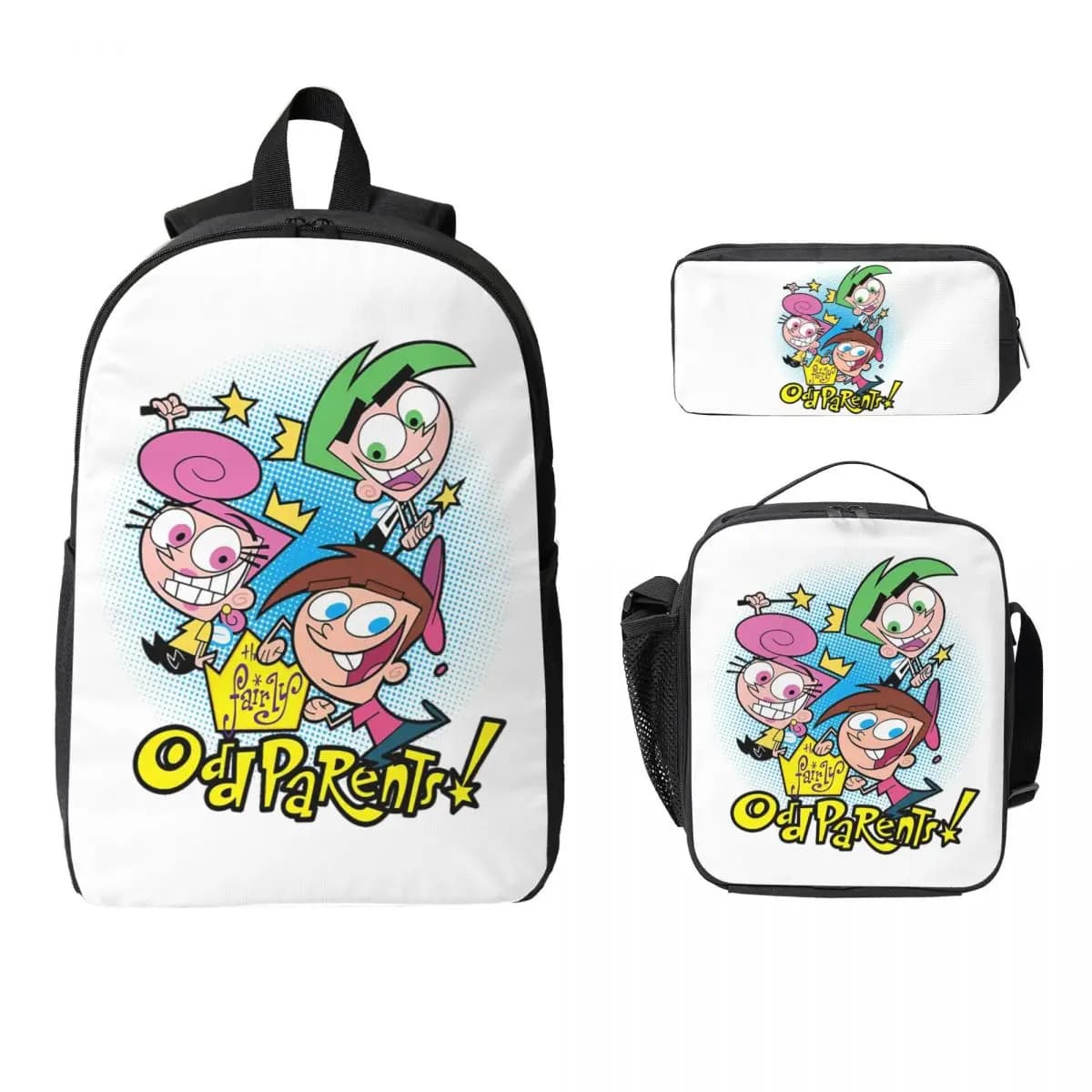Fairly Oddparents Cosmo Backpack Boys Girls BookBag School Bag Computer Shoulder Bags 3ps Insulated Lunch Bag Pencil Case