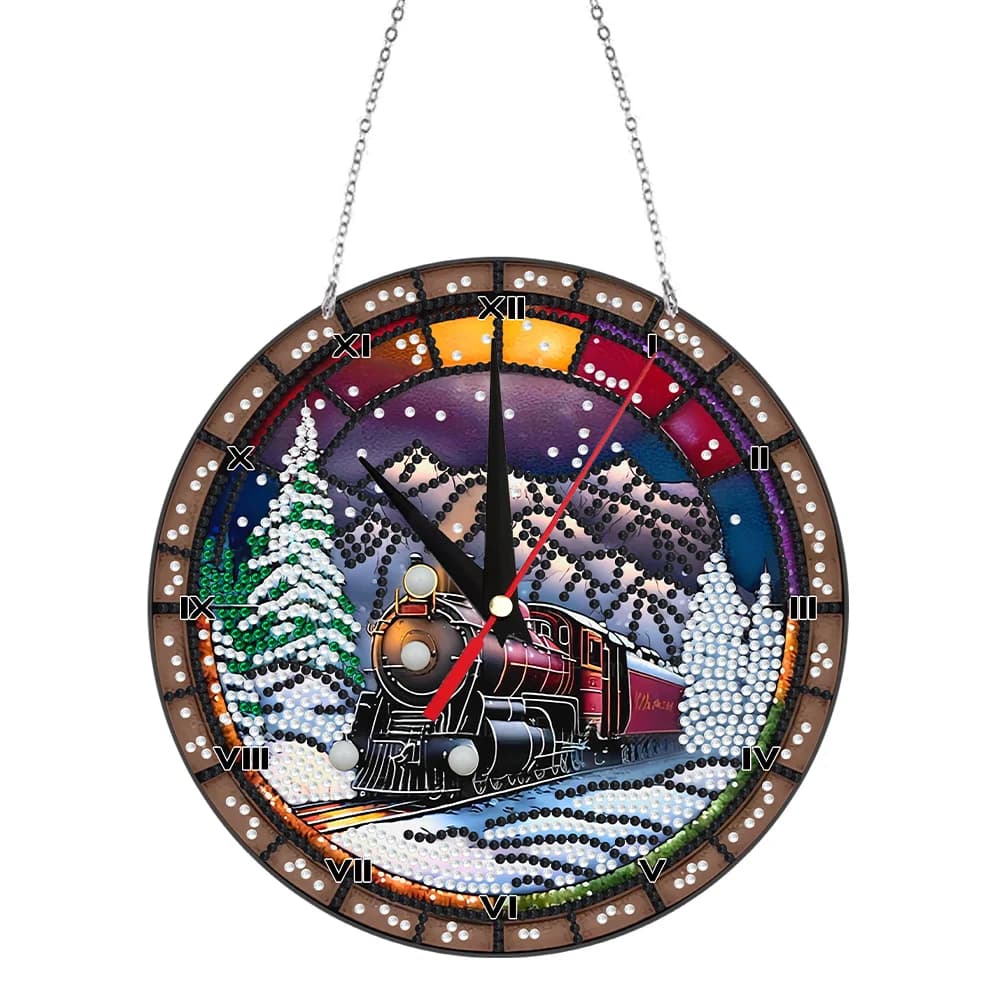 Kit di orologi da parete con strass a forma speciale fai-da-te, orologio a mosaico appiccicoso, modello di cane angelo, orologio in acrilico per e adulti