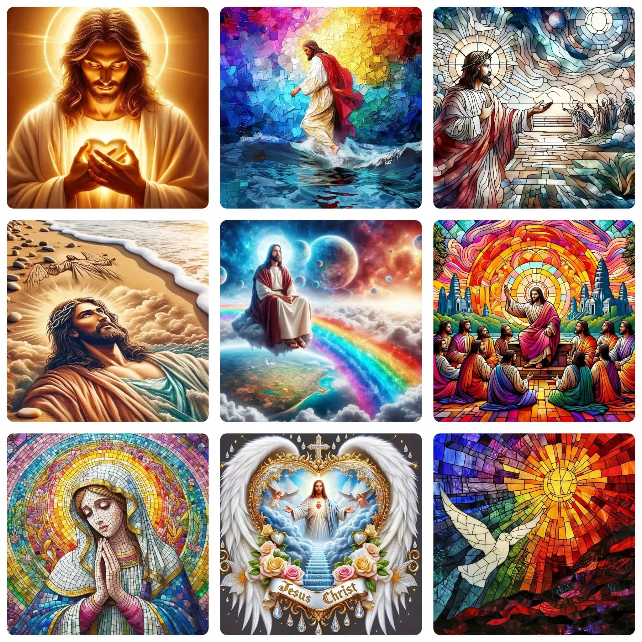 DIY Spiritual Faith Diamond Painting, Sacred Religious Mosaic Style Art For Living Room Wall Decoration Handmade Gift