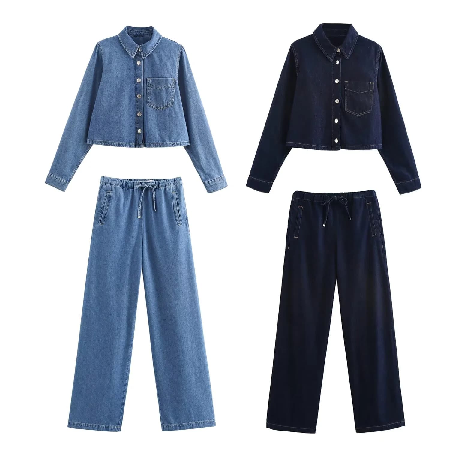 2024 autunno nuove donne abbigliamento stile europeo e americano moda casual versatile camicia di jeans set di pantaloni casual