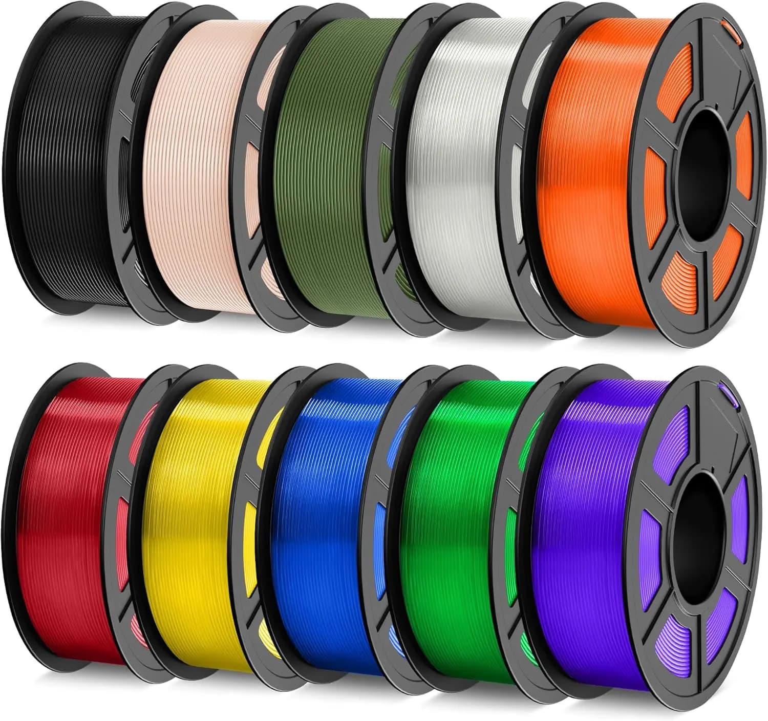 Confezione da 10 kg di Filamento PLA+ 1,75mm, 10 Bobine Multicolore per Stampante 3D