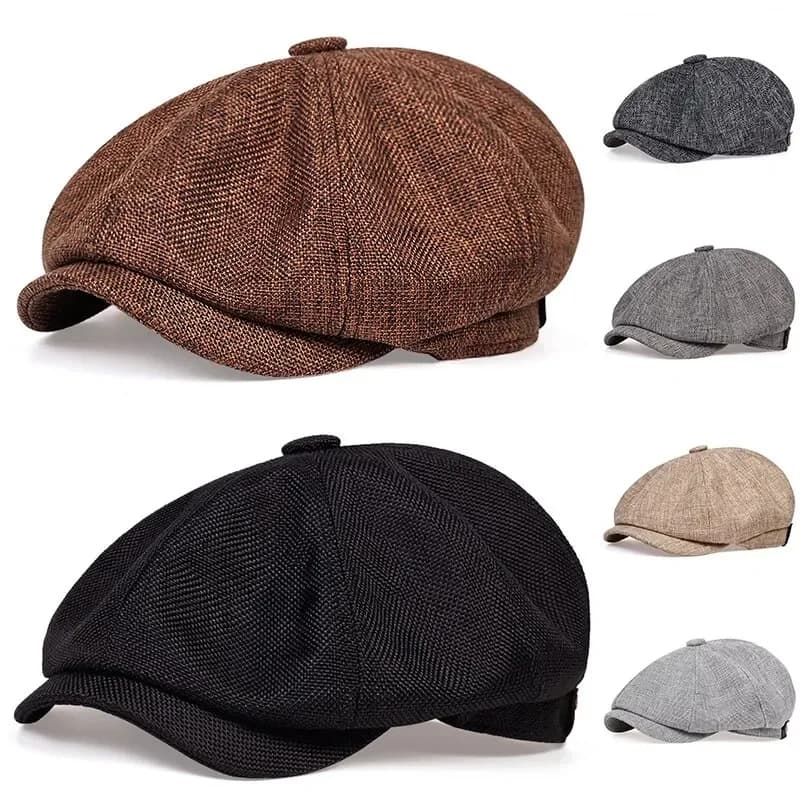 New Men's Tweed British Stripe Hat Gatsby Fish Spindle Hats Street Hats Octagonal Tent Hat Beret painter Hip Hop four seasons