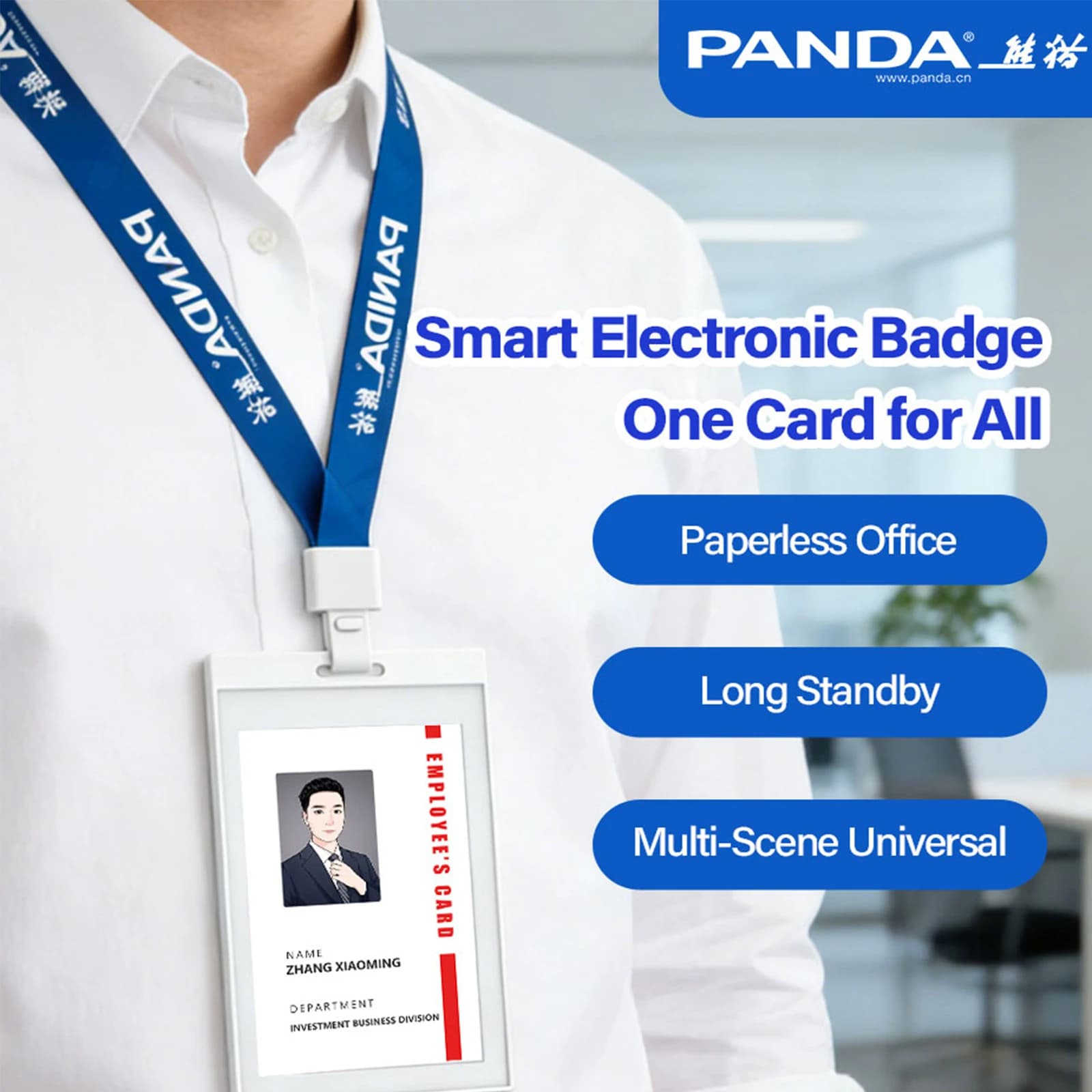PANDA Badge Elettronico con Schermo a Inchiostro da 3,7 Pollici, Carta d'Identità Digitale E-ink, Tessera NFC per Dipendenti, Abbonamento Club