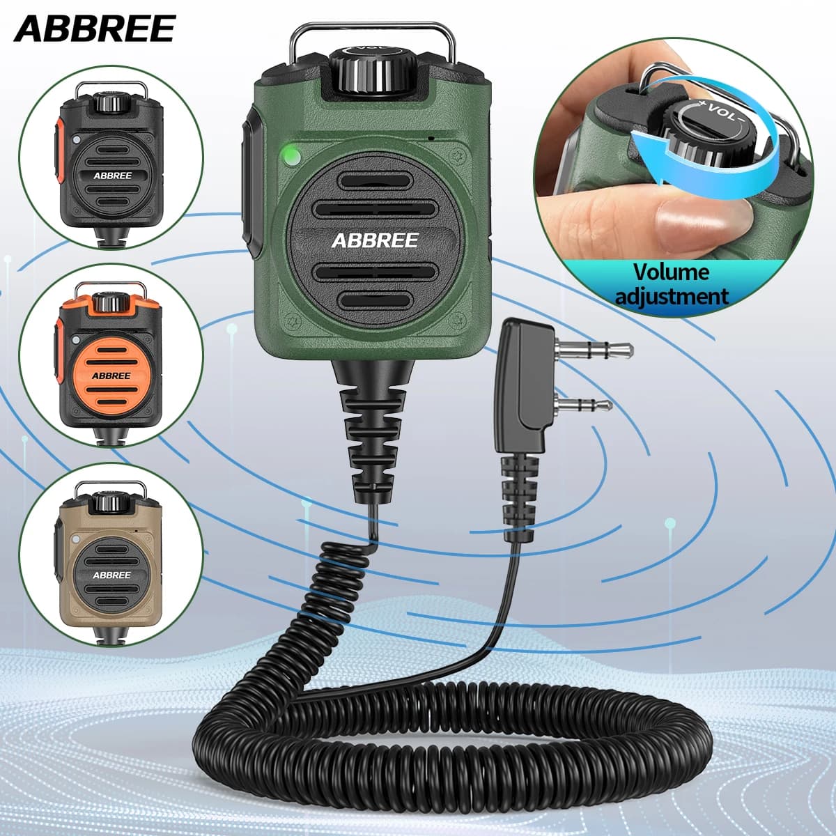 ABBREE AR-158 Walkie Talkie Microfono Altoparlante Volume Regolabile Portatile Ricaricabile Per Baofeng UV 5R MINI UV32 DM32 AR-152
