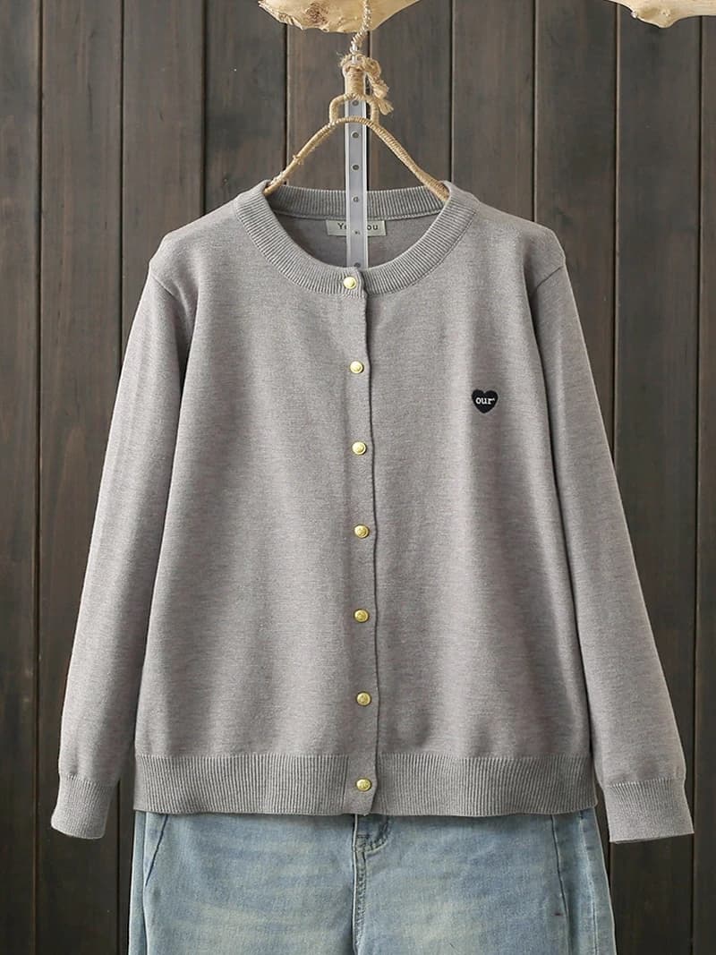 Spring Autumn Large Size 200 Pounds Soft Loose Heart Knitted Cardigan Korean Style Loose Letter Embroidery Sweater Jacket