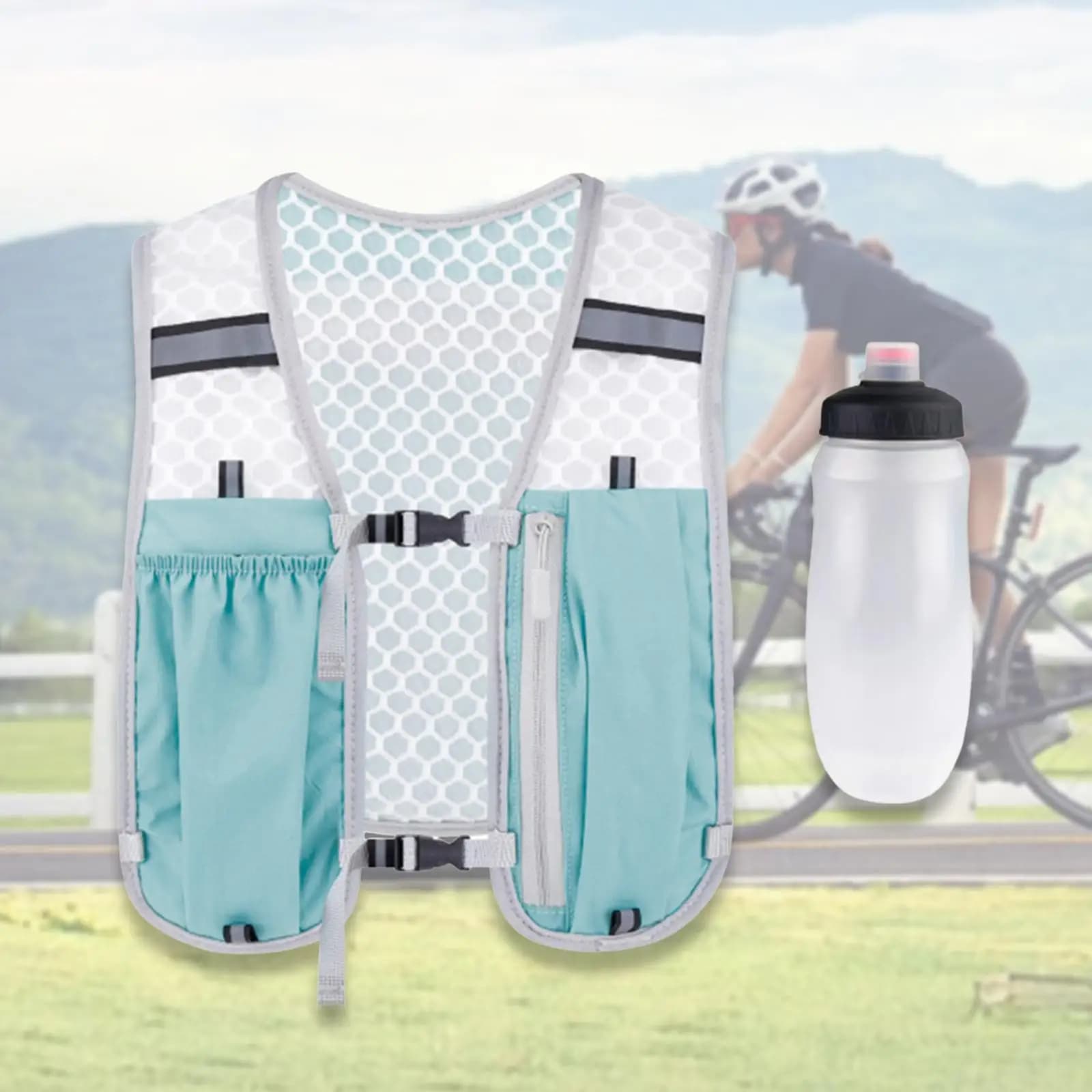 Running hydraulic vest with 550ml soft bottle, Jogging sports bag, Cycling, Men and Women, Marathon, Mountaineering