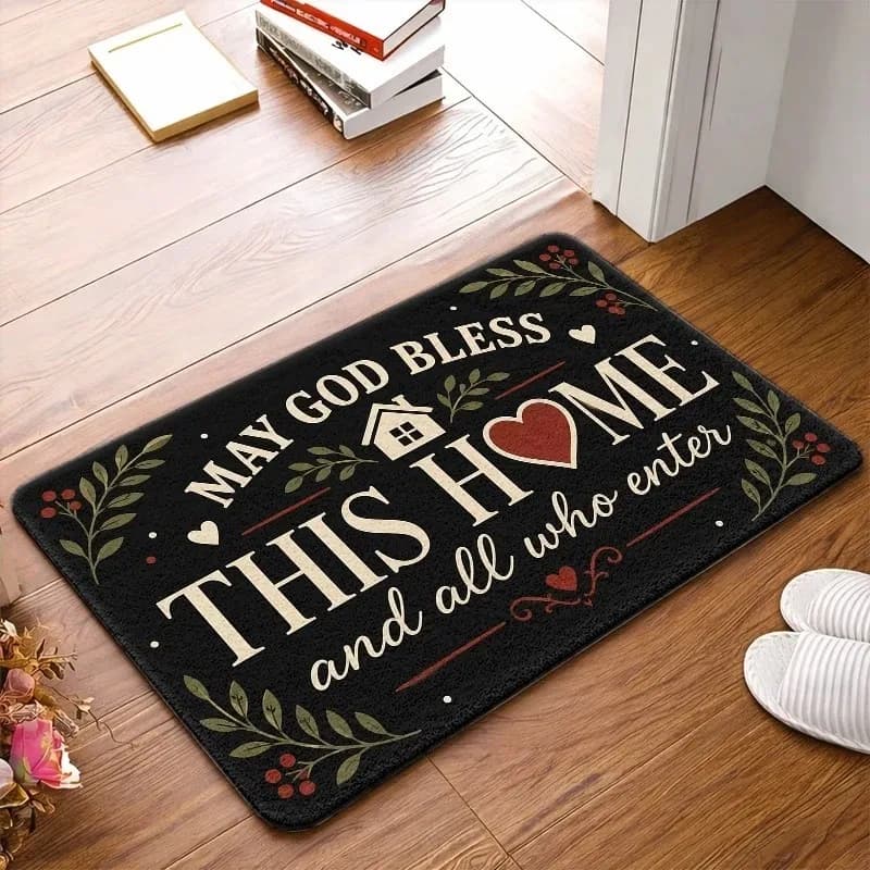 May God Bless This Home Doormat Christian Blessing Welcome Mat Religious Scripture Entrance Floor Rug Faith Home Decor
