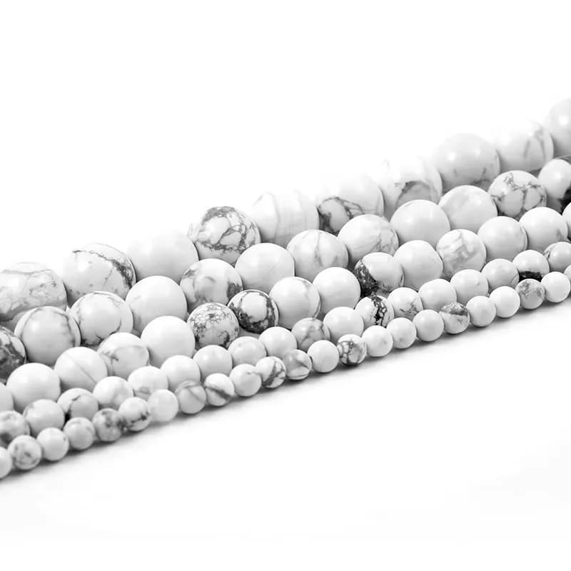 Perline sfuse rotonde in pietra naturale bianca howlite turchesi 4/6/8/10 mm per la realizzazione di braccialetti, collane di gioielli fai da te