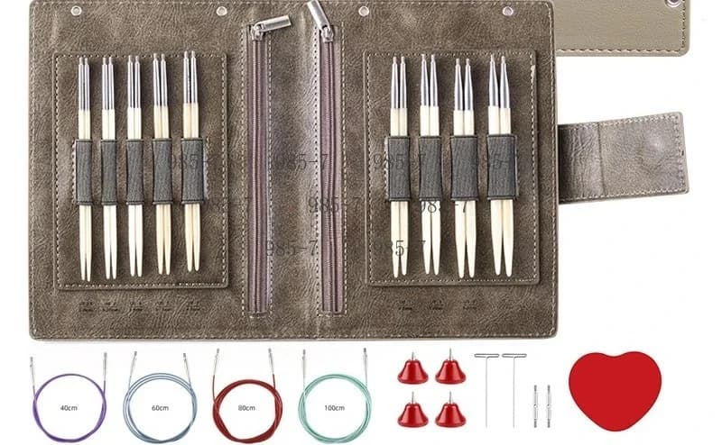 Detachable Circular Needle Kit, Hand Polished Natural Beef Bone Knitting Needles for Hand Knitting