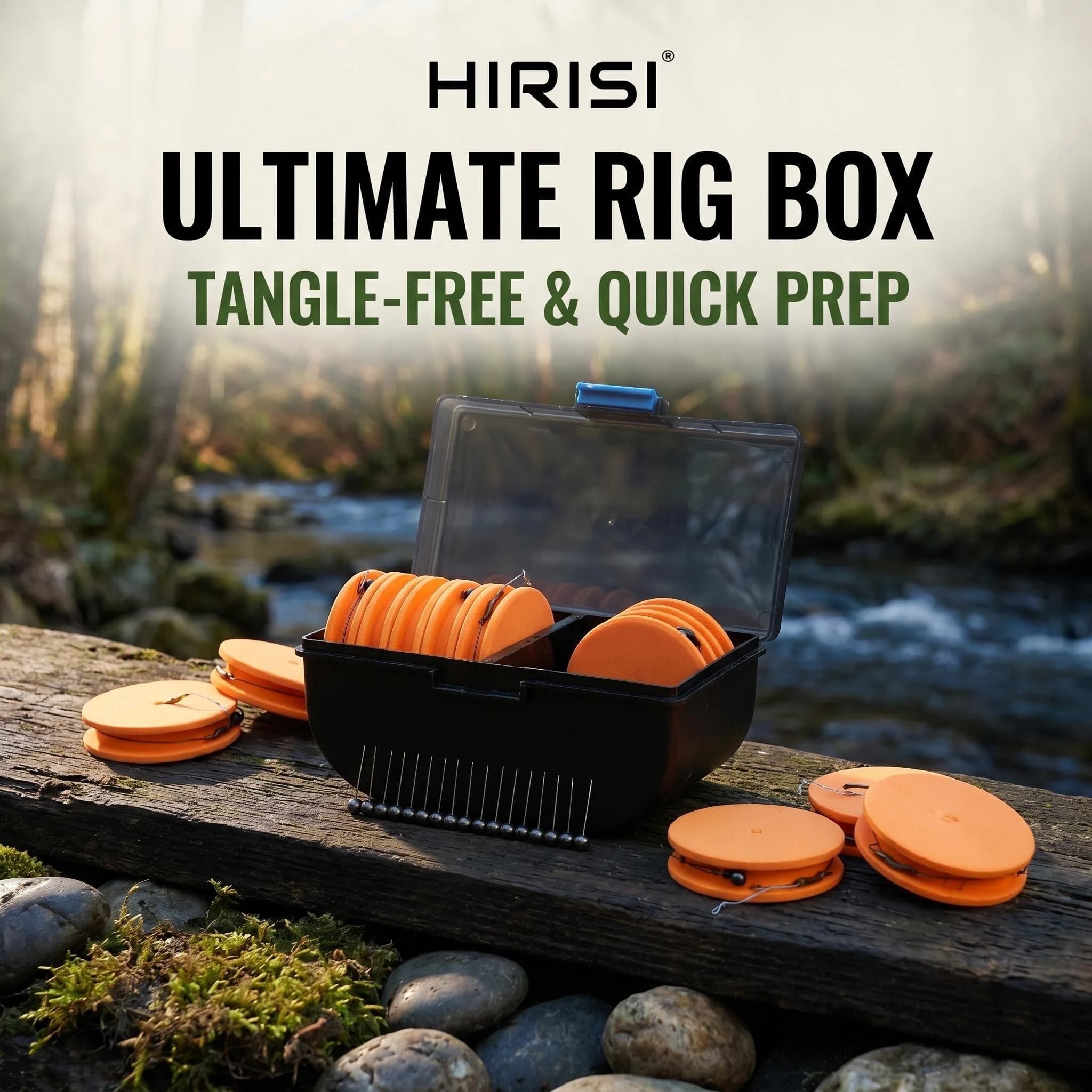 Hirisi Set 10 Pezzi Avvolgilenza in Schiuma EVA per Pesca alla Carpa con Scatola Porta Attrezzi e Tavola Portatile per Conservazione Ami e Terminali W300