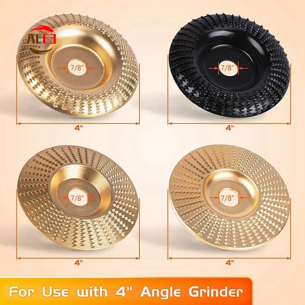 Set di dischi per intaglio del legno per smerigliatrice angolare AEE3-4PC, disco per intaglio del legno per accessori per smerigliatrice angolare, strumenti per modellare il legno