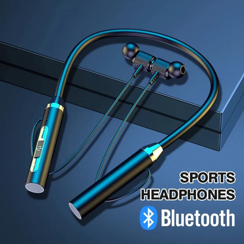 Auricolari Bluetooth senza fili al collo TWS Cuffie stereo surround 9D Cuffie sportive magnetiche con archetto da collo Auricolari appesi al collo con microfono