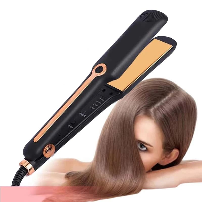 2-In-1 Electric Ceramic Plate Hair Straightener & Curling Iron Negative Ion Technology Temperature Adjustment For Household Use