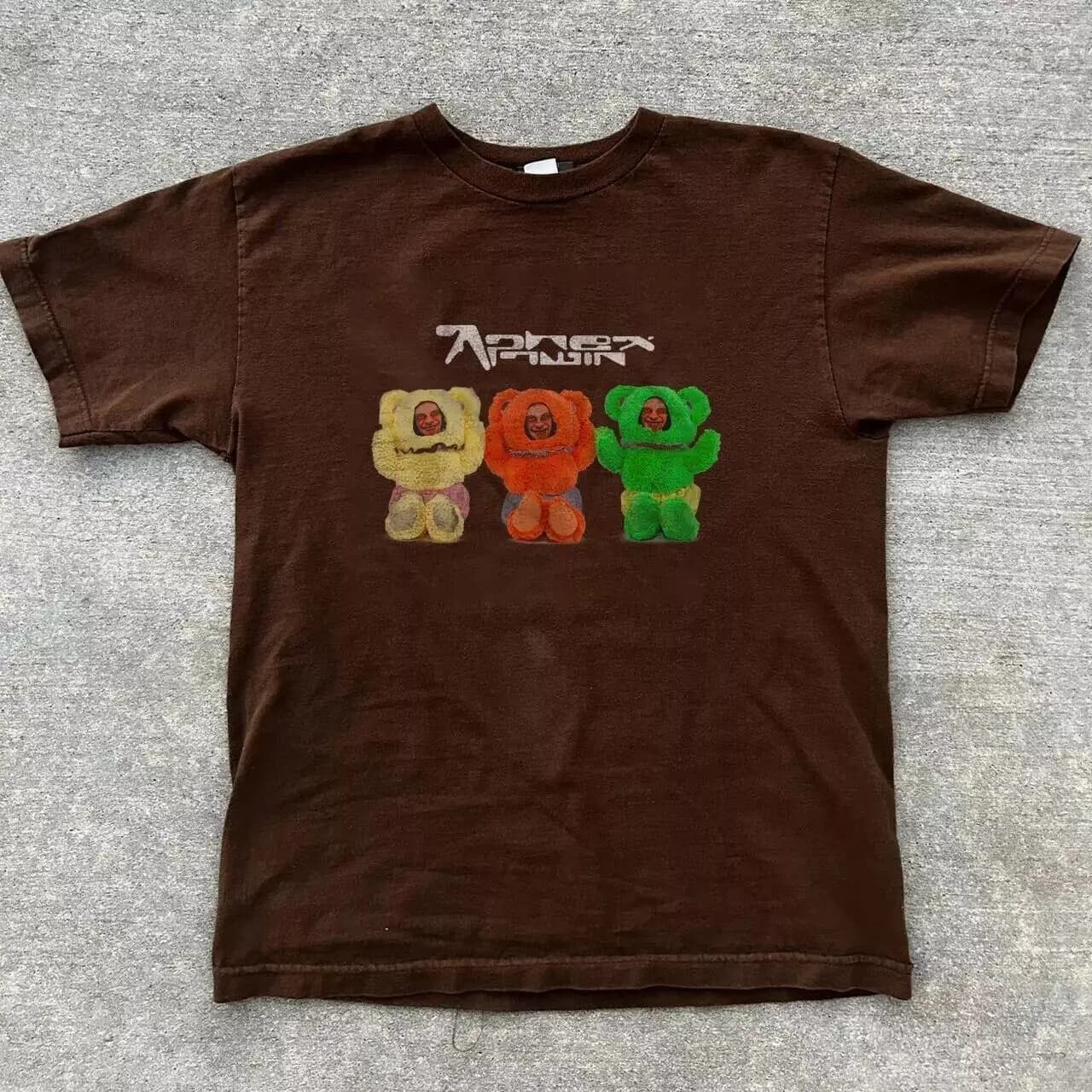 Aphex Twin Come to Daddy Bear Logo Grafica Marrone Maglietta unisex Ristampa S-5XL