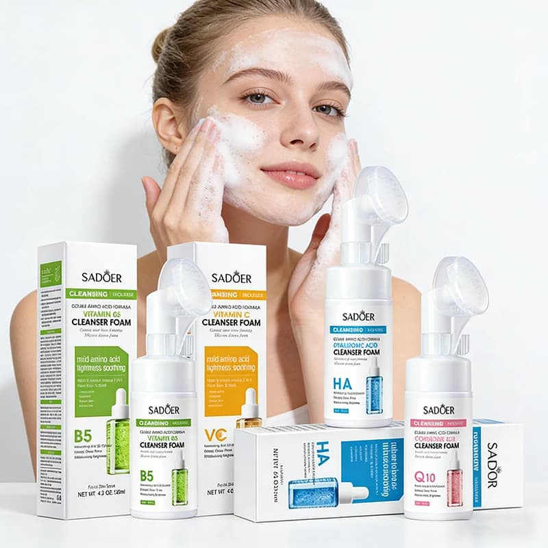 SAODER Q10 Vitamin C Detergent for Face Wash Foam Face Cleansing Mossee Hydrating Shaking Skin Care Products