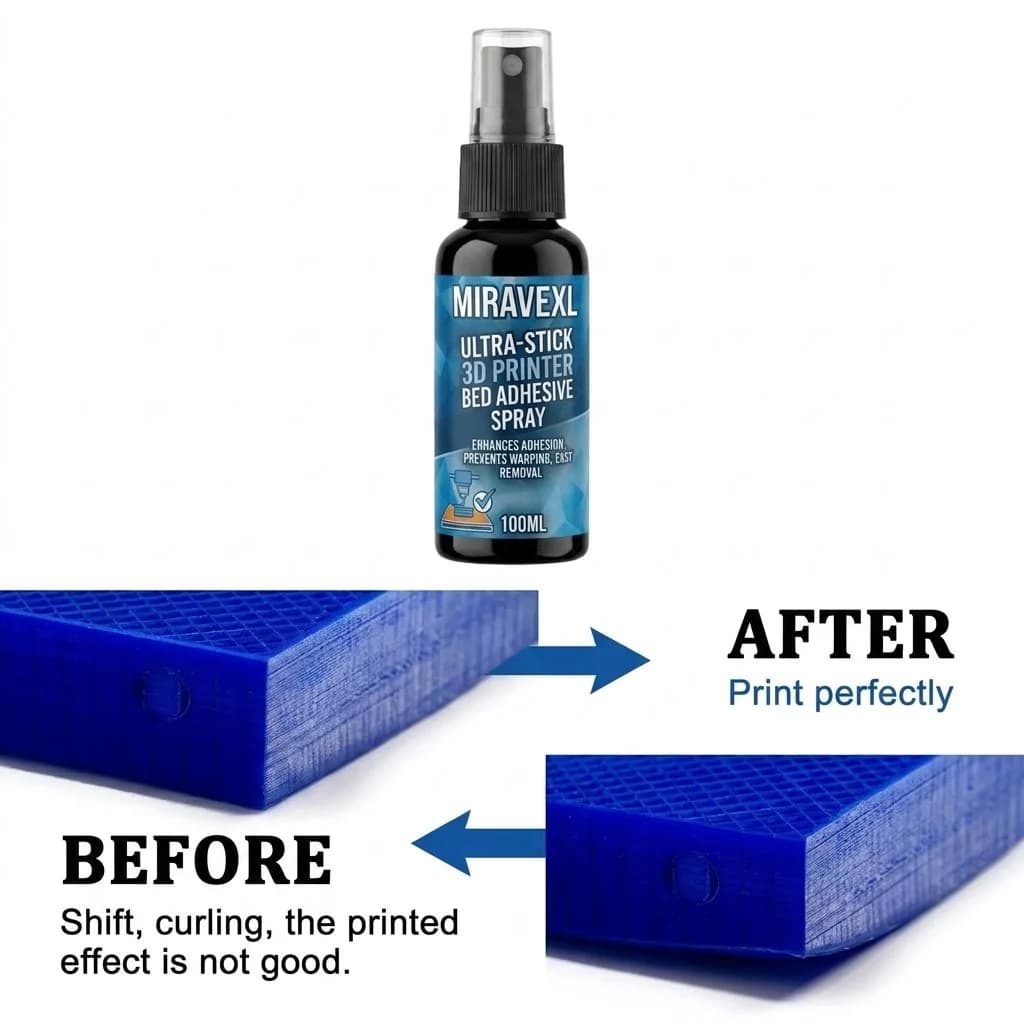 100ml Strong 3D Printer Adhesive Spray Suitable for PLA, ABS, PETG, TPU Filaments - Reduces Warping, Enhances Bed Adhesion