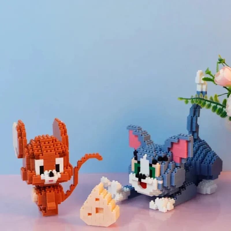 Ute Cat e il topo dispettoso, giocattoli da costruzione per bambini, mini mattoncini, modello 3D, regalo per bambini e adulti