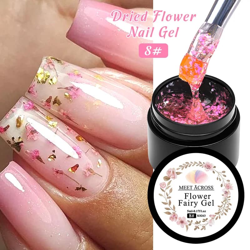 Smalto gel per unghie con fiori secchi rosa da 5 ml Semi permanente Gel per nail art con fiori naturali Soak Off Vernici per pittura UV per unghie