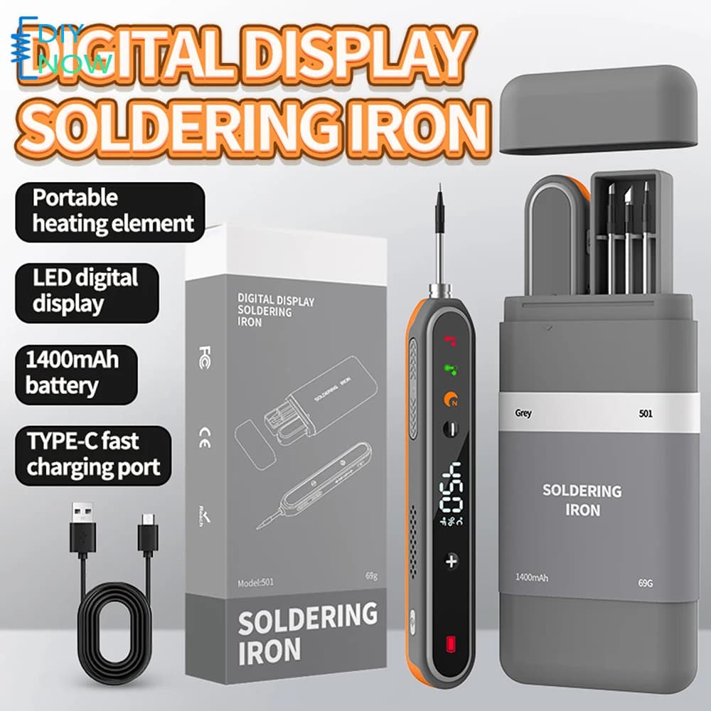 Saldatore USB, piccolo set di saldatore con interfaccia Type-C, controllo intelligente della temperatura, batteria da 1400mAh, temperatura regolabile