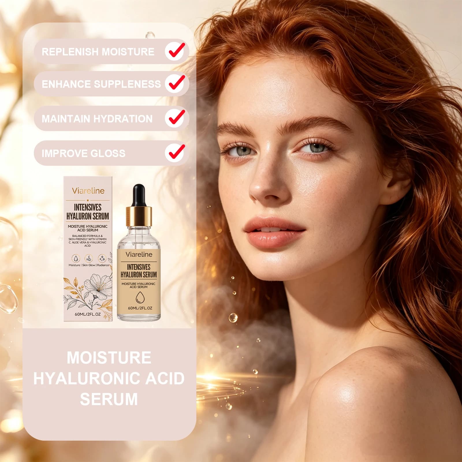Hyaluronic Acid Moisturize Face Serum Vitamin C Brightening Anti Aging Wrinkle Repair Care Deep Hydrating Plumping Glow Essence