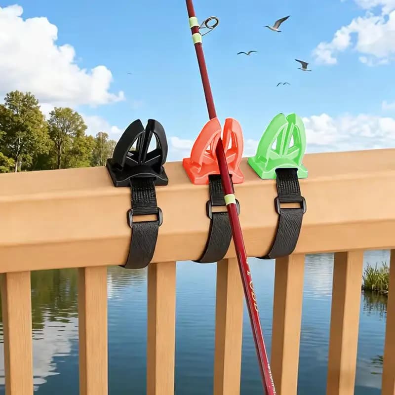 Silicone Fishing Rod Holder Quick Release Rod Clip With Strap Fishing Pole Storage Rack For Kayak & Bridge Fishing Accessories